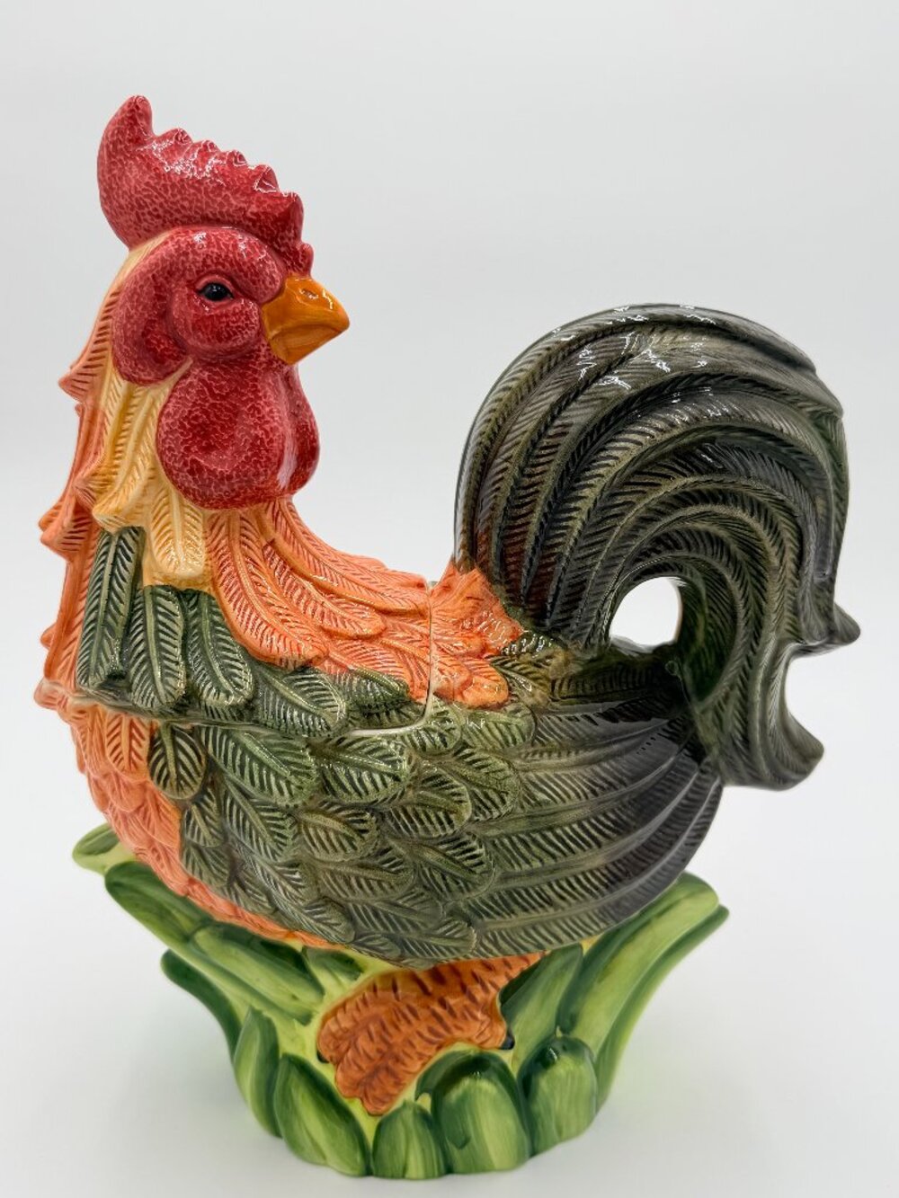 Cardinal Select Vintage Hand Painted Ceramic Rooster Cookie Jar Farmhouse Decor